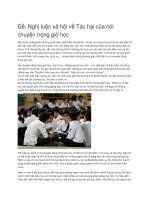 Nghị luận xã hội về tác hại của nói chuyện trong giờ học 