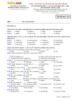 Bộ đề thi khảo sát chuyên đề môn tiếng anh lớp 12 trường THPT ngô gia tự, vĩnh phúc năm 2015   2016 (lần 1)
