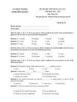 Đề thi thử môn tiếng anh trường THPT gia viễn a ninh bình lần 1 năm 2015 