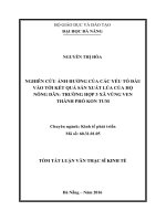 Nghiên cứu ảnh hưởng của các yếu tố đầu vào tới kết quả sản xuất lúa của hộ nông dân trường hợp 3 xã vùng ven thành phố kon tum 