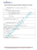 40 bài tập phương trình, bất phương trình mũ   logarit (có lời giải chi tiết) 