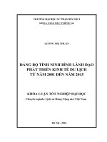 Đảng bộ tỉnh ninh bình lãnh đạo phát triển kinh tế du lịch từ năm 2001 đến năm 2015
