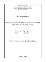 Nghiên cứu ngôn ngữ trong văn bản hành chính tiếng việt từ góc độ dụng học (TT)