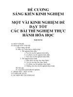 Đề cương sáng kiến kinh nghiệm một vài kinh nghiệm để dạy tốt các bài thí nghiệm thực hành hóa học 