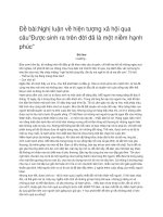 Nghị luận về hiện tượng xã hội qua câu”được sinh ra trên đời đã là một niềm hạnh phúc” 