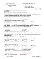 Đề thi thử môn tiếng anh trường THPT nguyễn trãi thái bình lần 1 năm 2015 