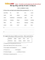 Bài tập tiếng Anh lớp 10 Unit 2 có đáp án