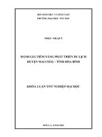 Đánh giá tiềm năng phát triển du lịch ở huyện mai châu   tỉnh hoà bình 