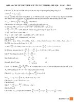 ĐÁP án CHI TIẾT đề DHSPHN THPT NGUYỄN tất THÀNH lần 2 2015 