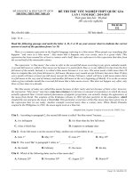 Đề thi thử môn tiếng anh trường THPT phú nhuận hồ chí minh lần 1 năm 2015 