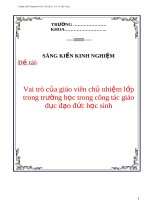 Sáng kiến kinh nghiệm vai trò của giáo viên chủ nhiệm lớp trong trường học trong công tác giáo dục đạo đức học sinh