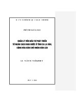QUẢN LÍ VỐN ĐẦU TƯ PHÁT TRIỂN TỪ NGÂN SÁCH NHÀ NƯỚC Ở TỈNH SALAVAN CỘNG HÒA DÂN CHỦ NHÂN DÂN LÀO