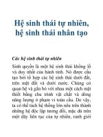 Hệ sinh thái tự nhiên, hệ sinh thái nhân tạo 