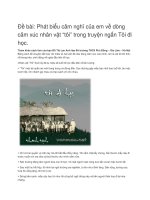 Phát biểu cảm nghĩ của em về dòng cảm xúc nhân vật “tôi” trong truyện ngắn tôi đi học 