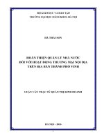 Hoàn thiện quản lý nhà nước đối với hoạt động thương mại nội địa trên địa bàn thành phố vinh 