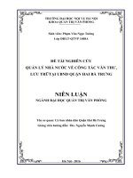 BÁO CÁO NGHIÊN CỨU KHOA HỌC: QUẢN LÝ NHÀ NƯỚC VỀ CÔNG TÁC VĂN THƯ, LƯU TRỮTẠI UBND QUẬN HAI BÀ TRƯNG