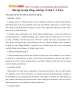 Bài tập tự luận Tiếng Anh lớp 11 Unit 3: A Party