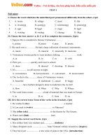 Đề kiểm tra 1 tiết môn Tiếng Anh lớp 9 - Đề 1