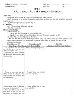 Giáo án tin học lớp 8 tuan 19 tiết 37 (cac thao tac tren doan van ban) 