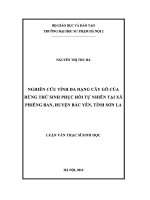 Nghiên cứu tính đa dạng cây gỗ của rừng thứ sinh phục hồi tự nhiên tại xã phiêng ban, huyện bắc yên, tỉnh sơn la 