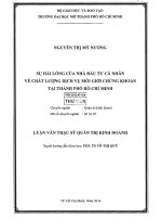 sự hài lòng của nhầ đầu tư cá nhân về chất lượng dịch vụ môi giới chứng khoán tại thành phố hồ chí minh 