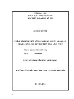 Chính sách thu hút và trọng dụng nguồn nhân lực chất lượng cao từ thực tiễn tỉnh vĩnh phúc 