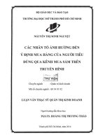 các nhân tố ảnh hưởng đến ý định mua hàng của người tiêu dùng qua kênh mua sắm trên truyền hình 