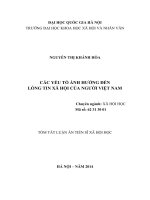 CÁC YẾU TỐ ẢNH HƯỞNG ĐẾN  LÒNG TIN XÃ HỘI CỦA NGƯỜI VIỆT NAM