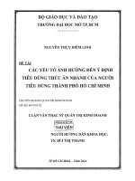 các yếu tố ảnh hưởng đến ý định tiêu dùng thức ăn nhanh của người tiêu dùng thành phố hồ chí minh 