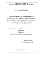 tác động của các nhân tố tính cách thương hiệu đến truyền miệng của khách hàng, trường hợp thị trường xe máy tay ga trên địa bàn tp hồ chí minh 