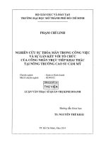 nghiên cứu sự thỏa mãn trong công việc và sự gắn kết với tổ chức của công nhân trực tiếp khai thác tại nông trường cao su cẩm mỹ 