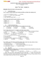 Đề kiểm tra 1 tiết lần 2 môn tiếng anh lớp 12 trường THPT đoàn thượng, hải dương năm 2015   2016 