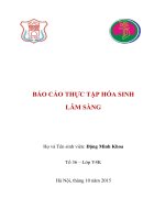 BÁO CÁO THỰC TẬP HÓA SINH LÂM SÀNG tại Khoa Hóa sinh- Miễn dịch Bệnh viện Phổi Trung Ương, 2015