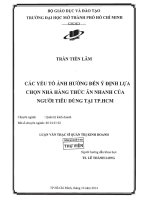 các yếu tổ ảnh hưởng đến ý định lựa chọn nhà hàng thức ăn nhanh của người tiêu dùng tại thành phố hồ chí minh 