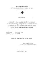 ảnh hưởng của marketing mối quan hệ đến chất lượng mối quan hệ giữa các chủ nhà thuốc và trình dược viên, trường hợp công ty dược hậu gian tại tp hcm 