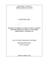 ĐÁNH GIÁ TÁC ĐỘNG CỦA CÔNG TÁC QUẢN LÝ RỪNG  ĐẾN MÔI TRƯỜNG TẠI CÔNG TY LÂM NGHIỆP  KRÔNG BÔNG  TỈNH ĐẮK LẮC