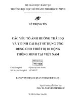 các yếu tố ảnh hưởng thái độ và ý định cài đặt sử dụng ứng dụng cho thiết bị di động thông minh tại việt nam 