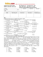 Bộ đề thi học kỳ 1 môn tiếng anh lớp 9 huyện hoài nhơn, bình định năm học 2014   2015    bộ đề thi học kỳ 1 môn tiếng anh lớp 9 có đáp án 