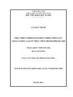 Thực hiện chính sách phát triển nhân lực chất lượng cao từ thực tiễn thành phố Hà Nội