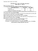 Đề kiểm tra 1 tiết môn địa lý lớp 12 trường THPT trần văn thời năm 2015   2016 có đáp án 