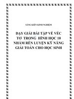 DẠY GIẢI BÀI TẬP VỀ VÉC TƠ  TRONG  HÌNH HỌC 10 NHẰM RÈN LUYỆN KỸ NĂNG GIẢI TOÁN CHO HỌC SINH