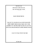 Ứng xử của người Cơ Lao với tài nguyên thiên nhiên trong hoạt động mưu sinh (Nghiên cứu trường hợp người Cơ Lao ở xã Túng Sán, huyện Hoàng Su Phì, tỉnh Hà Giang)