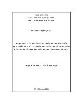 Nhận thức của người dân về hôn nhân cùng giới (qua phân tích số liệu điều tra quốc gia về quan điểm của người dân đối với hôn nhân cùng giới năm 2013) 