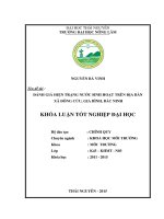 Đánh giá hiện trạng nước sinh hoạt trên địa bàn xã Đông Cứu – huyện Gia Bình – tỉnh Bắc Ninh