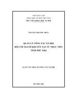 Quản lý công tác xã hội đối với người khuyết tật từ thực tiễn tỉnh phú thọ 