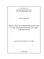 Dịch vụ công tác xã hội đối với trẻ em tự kỷ từ thực tiễn trung tâm công tác xã hội tỉnh thái nguyên