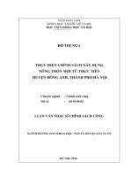 Thực hiện chính sách xây dựng nông thôn mới từ thực tiễn huyện đông anh, thành phố hà nội 