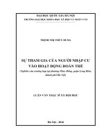Sự tham gia của người nhập cư vào hoạt động đoàn thể (qua nghiên cứu trường hợp tại địa bàn phường phúc đồng, quận long biên, thành phố hà nội) 