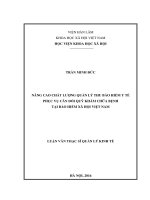 Nâng cao chất lượng quản lý thu Bảo hiểm y tế phục vụ cân đối quỹ khám chữa bệnh tại Bảo hiểm xã hội Việt Nam