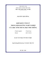 Khó khăn tâm lý trong định hướng nghề nghiệp của học sinh trung học phổ thông 